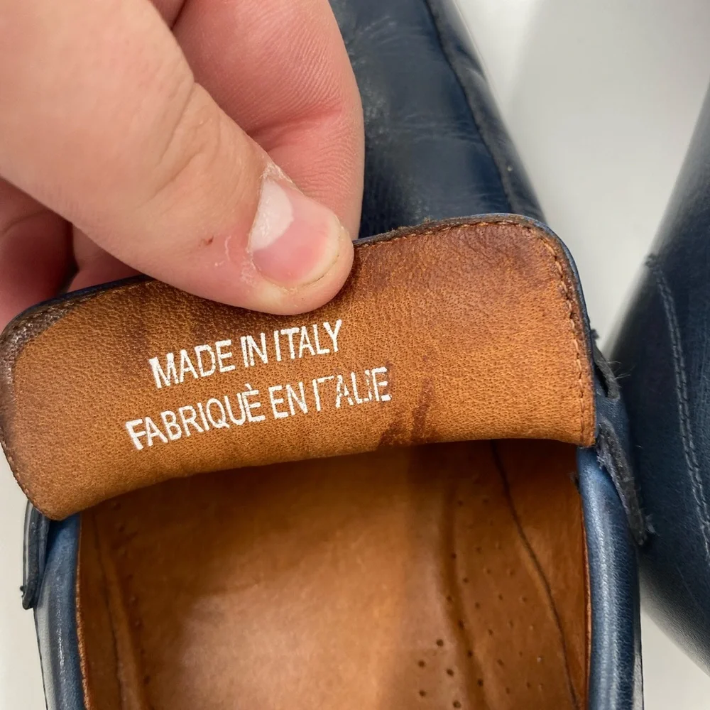 Classic Navy Leather Penny Loafers for Men